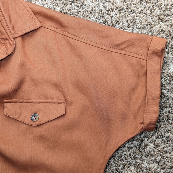 FRNCH Cognac Short Sleeve Button Up Utility One Piece Minimalist Jumpsuit Size S - Picture 5 of 16